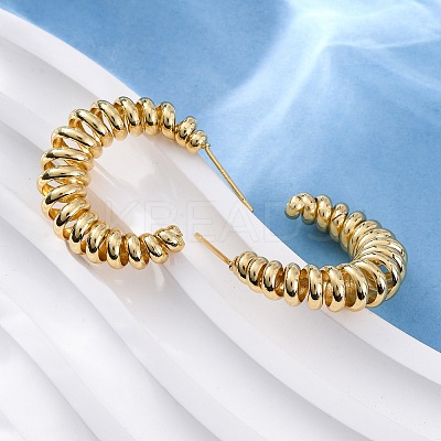 Brass Spiral C-Shaped Stud Earrings EJEW-R025-33G-1