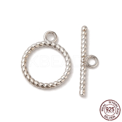 Rhodium Plated 925 Sterling Silver Toggle Clasps STER-G038-02P-1