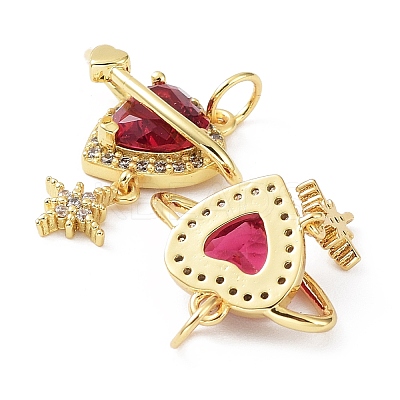 Rack Plating Brass & Cubic Zirconia & Glass Pendants KK-B076-17G-1