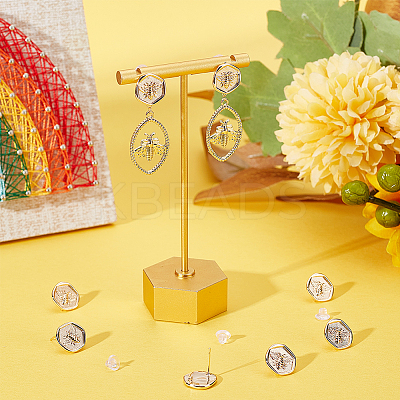 10Pcs Bee Brass Stud Earring Findings DIY-BBC0001-35-1