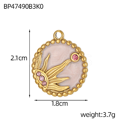 304 Stainless Steel Micro Pave Cubic Zirconia Pendants STAS-OY008-64G-1