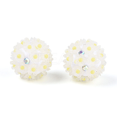 Handmade Polymer Clay Rhinestone with Resin Daisy Flower CLAY-T022-02E-1