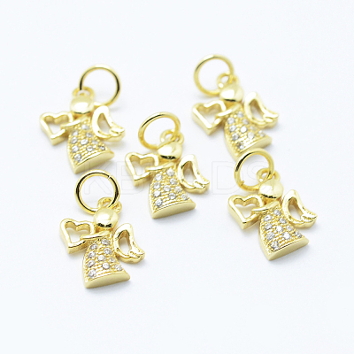 Brass Micro Pave Cubic Zirconia Charms LS-KK-P133-03G-NR-1