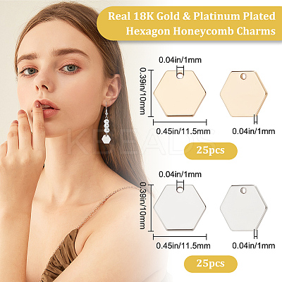50Pcs 2 Colors Brass Charms KK-BBC0006-95-1