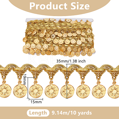 Polyester Fringe Lace Trim Ribbon with Charms Tassel OCOR-WH0078-337A-1