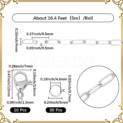 DIY 304 Stainless Steel Paperclip Chains Necklaces/Bracelets Making Kits DIY-SC0029-32-1