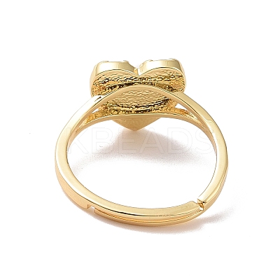Brass Heart Adjustable Ring for Valentine's Day RJEW-P034-09G-1