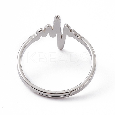 Non-Tarnish 201 Stainless Steel Heart Beat Adjustable Ring for Women RJEW-K238-02P-1
