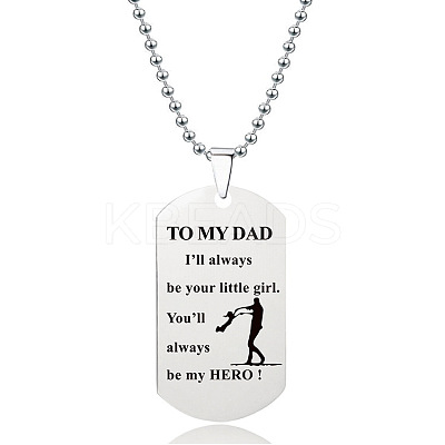 201 Stainless Steel To My Dad Dog Tag Pendant Ball Chain Necklaces FS-WG527E6-13-1