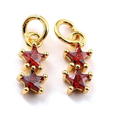 Brass Cubic Zirconia Charms KK-A156-14G-RS-1