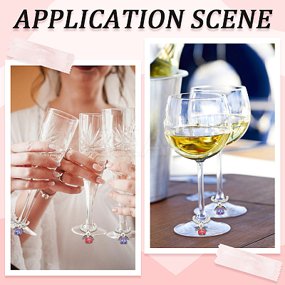 Glass Wine Glass Charms AJEW-SC00004-1