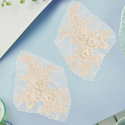 Flower Shape Polyester Embroidery Sew on Flower Appliques LS-DIY-WH20032-60A-1