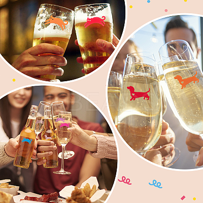 4Sets 4 Style Silicone Wine Glass Markers DIY-GF0005-75-1