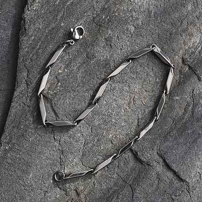 Tarnish Resistant Unisex 201 Stainless Steel Bar Link Chain Bracelets BJEW-L637-35B-P-1