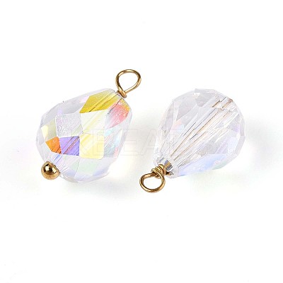 Electroplate Glass Teardrop Charms STAS-N110-13G-1