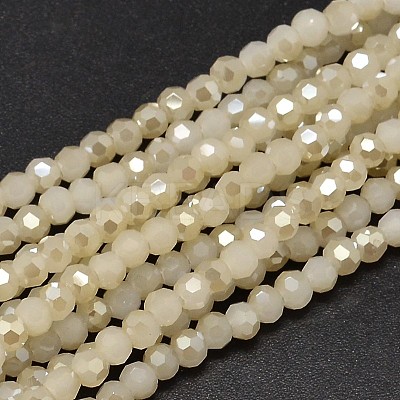 Faceted(32 Facets) Round Half Rainbow Plated Imitation Jade Electroplate Glass Beads Strands EGLA-J130-HR04-1