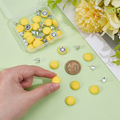 24 Bags Flat Round Cloth Cap Nail Buttons BUTT-BC0001-21D-1