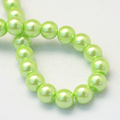 Baking Paint Pearlized Glass Pearl Round Bead Strands X-HY-Q330-8mm-07-1