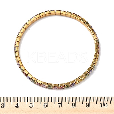 304 Stainless Steel Micro Pave Colorful Cubic Zirconia Tennis Bracelets for Women BJEW-G779-02G-1