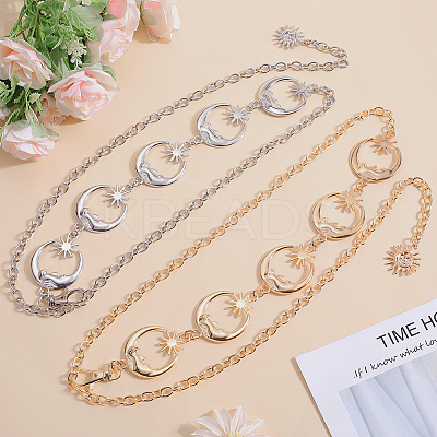 2Pcs 2 Colors Alloy Link Chain Belts AJEW-GF0009-21A-1