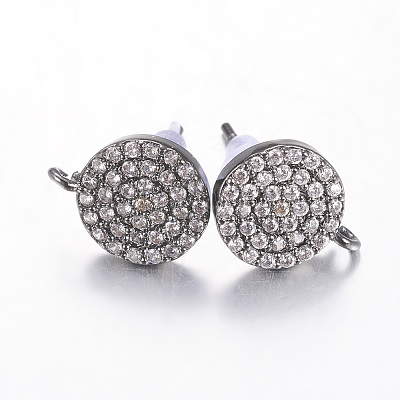 Brass Micro Pave Cubic Zirconia Stud Earring Findings LS-ZIRC-E132-13A-B-1