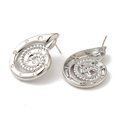 Rack Plating Brass Micro Pave Clear Cubic Zirconia Stud Earrings EJEW-B062-14P-02-1