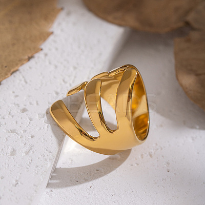 Irregular 304 Stainless Steel Cuff Open Rings for Women WV0171-1