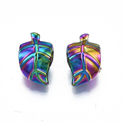 Rack Plating Rainbow Color Alloy European Beads PALLOY-S180-351-1