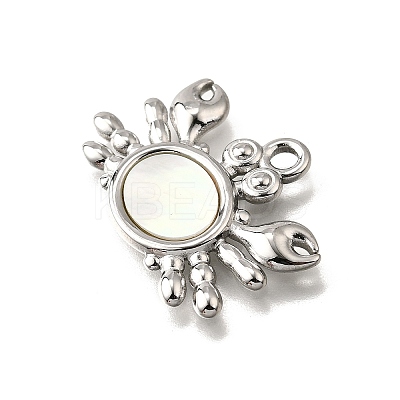 304 Stainless Steel Pave Natural White Shell Pendants STAS-C122-21A-02P-1