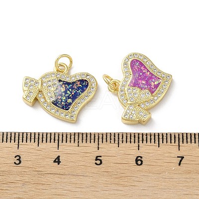 Valentine's Day Brass Micro Pave Clear Cubic Zirconia Pendants KK-C045-38G-1