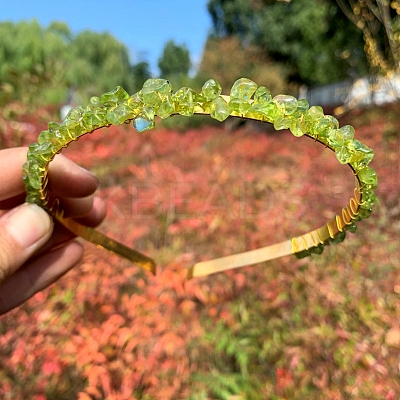 Natural Peridot Hair Bands PW-WGC1C33-49-1