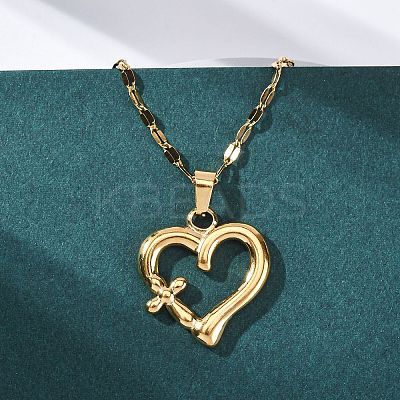 201 Stainless Steel Pendant Necklace for Women NJEW-F335-02G-02-1