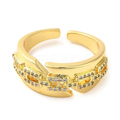 Brass Micro Pave Cubic Zirconia Cuff Rings RJEW-P102-08G-1