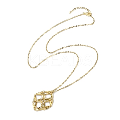 Crystal Stone Cage Pendant Necklaces NJEW-JN04760-03-1