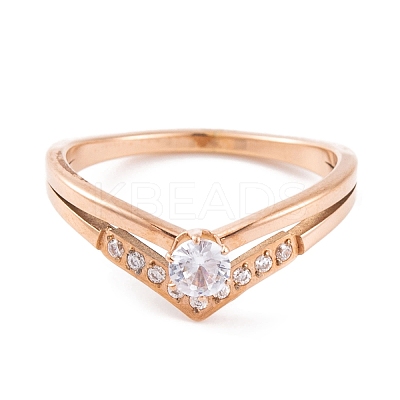 PVD Vacuum Plating 304 Stainless Steel Round Finger Ring for Women RJEW-C086-05-RG-1