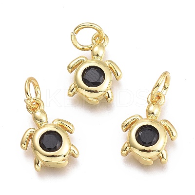 Brass Micro Pave Cubic Zirconia Pendants KK-P187-12B-G-1