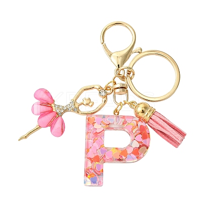 Letter A~Z Transparent Glitter Resin Pendant Keychains KEYC-FZ00024-16-1