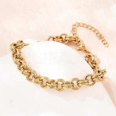 304 Stainless Steel Double Link Chain Bracelets for Women SA-H001-23G-1