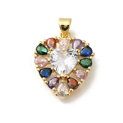 Rack Plating Brass with Cubic Zirconia Pendants KK-Z086-15G-05-1
