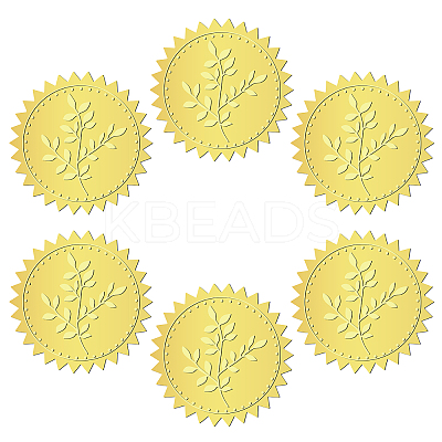 12 Sheets Self Adhesive Gold Foil Embossed Stickers DIY-WH0451-018-1