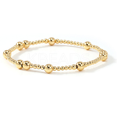 Brass & Glass Beads Stretch Bracelets LM8545-3-1