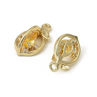 Brass Micro Pave Cubic Zirconia Pendants KK-C107-05G-1
