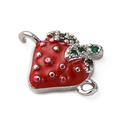 Brass Micro Pave Green Cubic Zirconia Fruit Connector Charms KK-I276-15P-A01-1