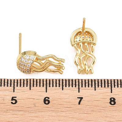 Brass Micro Pave Cubic Zirconia Stud Earrings EJEW-G471-19P-1