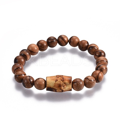 Couples Wood Beads Stretch Bracelets BJEW-JB04121-1