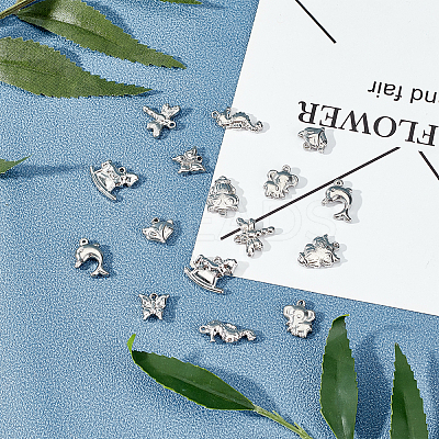 32Pcs 8 Styles 304 Stainless Steel Charms STAS-UN0021-53P-1