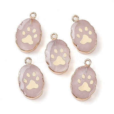 Natural Rose Quartz Oval Pendants G-C102-07G-02-1