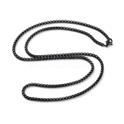 Ion Plating(IP) 304 Stainless Steel Box Chain Necklace for Women NJEW-C011-02B-1