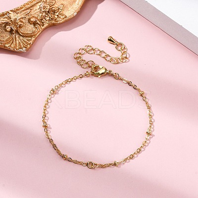 Brass Cable Chain Bracelets for Women BJEW-G735-20G-1