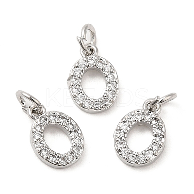 Brass Micro Pave Grade AAA Cubic Zirconia Charms ZIRC-P067-11P-O-NR-1